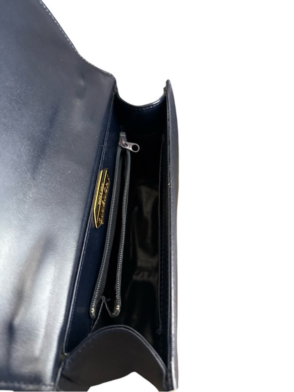 Vintage Givenchy Navy Leather Top Handle Bag Structured Designer Handbag Italy - Picture 10 of 17